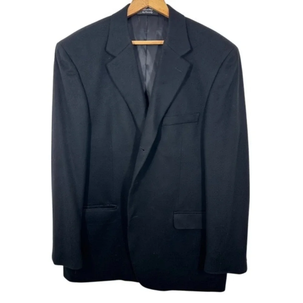 Black 100% Pure Cashmere Classic Sport Coat Blazer Jacket Men's 44R Andrew Fezza